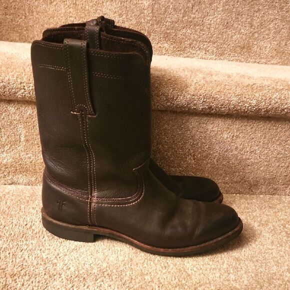 Frye Men\'s Dark Brown Leather Mid-Height Western Riding Boots Size 10 main image 10